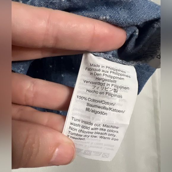 Madewell Chambray Eyelet V Neck Tie Top Small - Picture 10 of 11